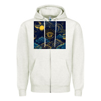 Oatmeal Heather evil eye moon Zipper Hoodie - TumblerDesignByShophia