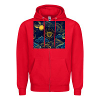 Red evil eye moon Zipper Hoodie - TumblerDesignByShophia