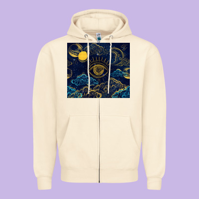 Evil Eye Moon Zipper Hoodie Designed By Tumblerdesignbyshophia