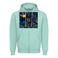 Seafoam evil eye moon Zipper Hoodie - TumblerDesignByShophia