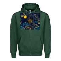 Sports Green evil eye moon Zipper Hoodie - TumblerDesignByShophia