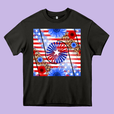 Patriotic Usa Flag And Sunflower Heavy Core Tee Designed By Bundleandbundleshop