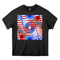 Asphalt patriotic usa flag and sunflower Heavy Core Tee - BundleAndBundleShop