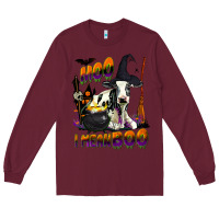 Burgundy Moo I Mean Boo Holstein Cow Long Sleeve Tee - LillyAllenDesigns