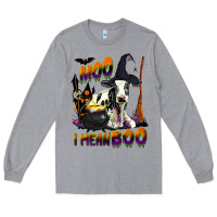 Heather Grey Moo I Mean Boo Holstein Cow Long Sleeve Tee - LillyAllenDesigns