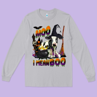 Moo I Mean Boo Holstein Cow Long Sleeve Tee Designed By Lillyallendesigns
