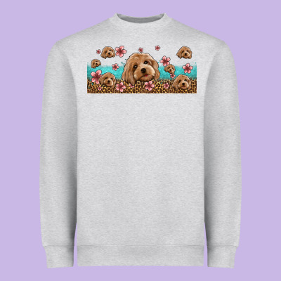 Floral Cockapoo Heavyweight Sweatshirt Designed By Jasminsmagicworld