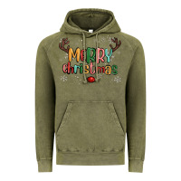 Vintage Olive merry christmas raindeerr Vintage Hoodie - MaliasSmallBusiness