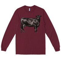 Burgundy black angus cow Long Sleeve Tee - LillyAllenDesigns