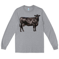 Heather Grey black angus cow Long Sleeve Tee - LillyAllenDesigns
