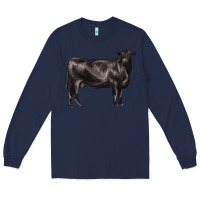 Navy black angus cow Long Sleeve Tee - LillyAllenDesigns