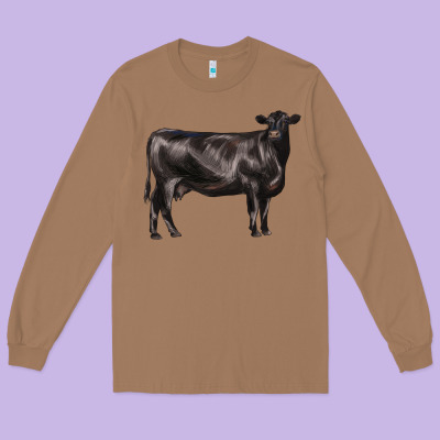 Black Angus Cow Long Sleeve Tee Designed By Lillyallendesigns