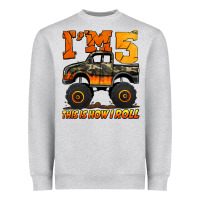 Heather Grey i'm five this is how i roll monster truck birthday Heavyweight Sweatshirt - Jasminsmagicworld