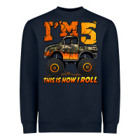 Navy i'm five this is how i roll monster truck birthday Heavyweight Sweatshirt - Jasminsmagicworld