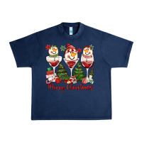 Navy merry christmas wine and cocktails Urban Heavy Tee - MaliasSmallBusiness
