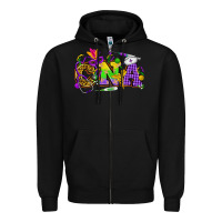Black Mardi Gras CNA Nurse Zipper Hoodie - HowdyJamesFarm