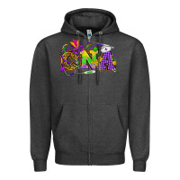 Charcoal Heather Mardi Gras CNA Nurse Zipper Hoodie - HowdyJamesFarm