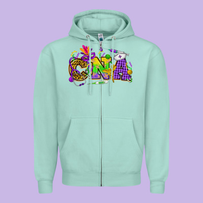 Mardi Gras Cna Nurse Zipper Hoodie Designed By Howdyjamesfarm