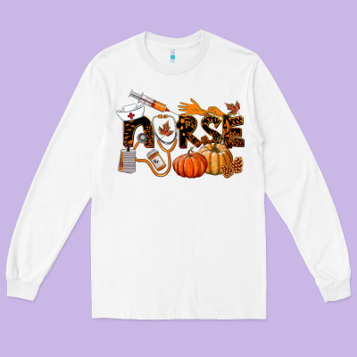 Fall Nurse Long Sleeve Tee Designed By Lillyallendesigns