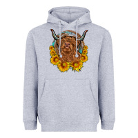 Heather Grey cow sunflower leopard Heavyweight Hoodie - OliviaCreatesArt
