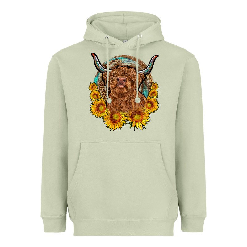 Cow Sunflower Leopard Heavyweight Hoodie by OliviaCreatesArt | Teevron