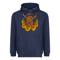 Navy cow sunflower leopard Heavyweight Hoodie - OliviaCreatesArt
