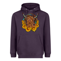 Plum cow sunflower leopard Heavyweight Hoodie - OliviaCreatesArt