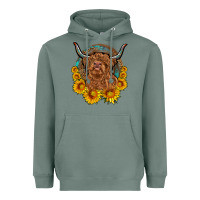 Sage cow sunflower leopard Heavyweight Hoodie - OliviaCreatesArt