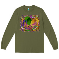 Army Green mardi gras mask king cake Long Sleeve Tee - RanaPortraitStore