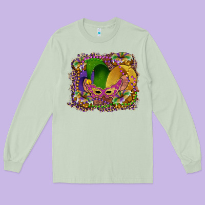 Mardi Gras Mask King Cake Long Sleeve Tee Designed By Ranaportraitstore