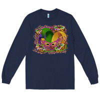 Navy mardi gras mask king cake Long Sleeve Tee - RanaPortraitStore