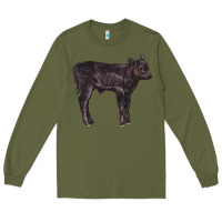Army Green Black Angus Calf Illustrations Long Sleeve Tee - LillyAllenDesigns