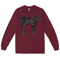 Burgundy Black Angus Calf Illustrations Long Sleeve Tee - LillyAllenDesigns