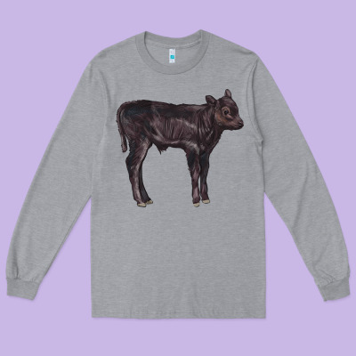 Black Angus Calf Illustrations Long Sleeve Tee Designed By Lillyallendesigns