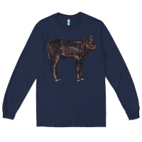 Navy Black Angus Calf Illustrations Long Sleeve Tee - LillyAllenDesigns