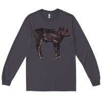 Smoke Black Angus Calf Illustrations Long Sleeve Tee - LillyAllenDesigns
