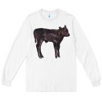 White Black Angus Calf Illustrations Long Sleeve Tee - LillyAllenDesigns