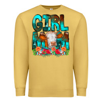 Antique Gold Girl Mom Cow Flowers Premium Sweatshirt - CowCowDesign