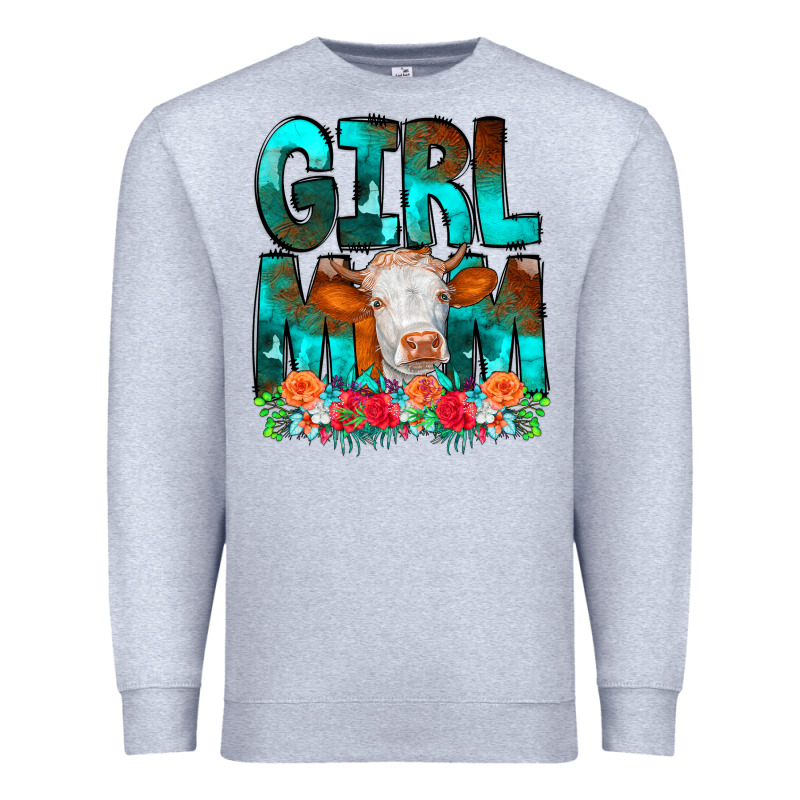 Girl Mom Cow Flowers Premium Sweatshirt by CowCowDesign | Teevron