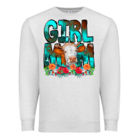 Oatmeal Heather Girl Mom Cow Flowers Premium Sweatshirt - CowCowDesign