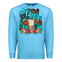 Ocean Blue Girl Mom Cow Flowers Premium Sweatshirt - CowCowDesign