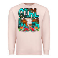 Pale Pink Girl Mom Cow Flowers Premium Sweatshirt - CowCowDesign