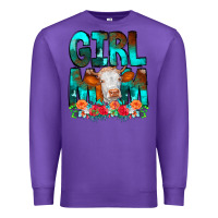 Purple Girl Mom Cow Flowers Premium Sweatshirt - CowCowDesign