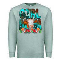 Seafoam Girl Mom Cow Flowers Premium Sweatshirt - CowCowDesign