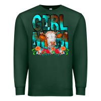 Sports Green Girl Mom Cow Flowers Premium Sweatshirt - CowCowDesign