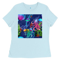 Baby Blue undersea Ladies Tee - BundleAndBundleShop