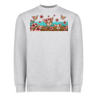 Heather Grey floral chihuahua dogs Heavyweight Sweatshirt - Jasminsmagicworld