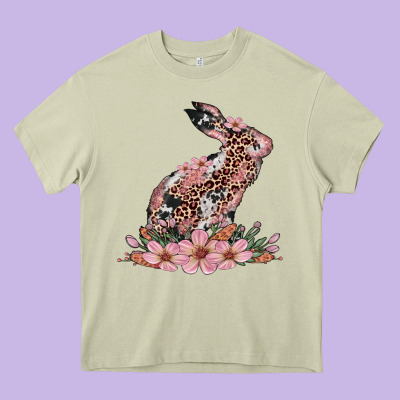 Bunny With Blossom Flower Heavy Core Tee Designed By Artiststas