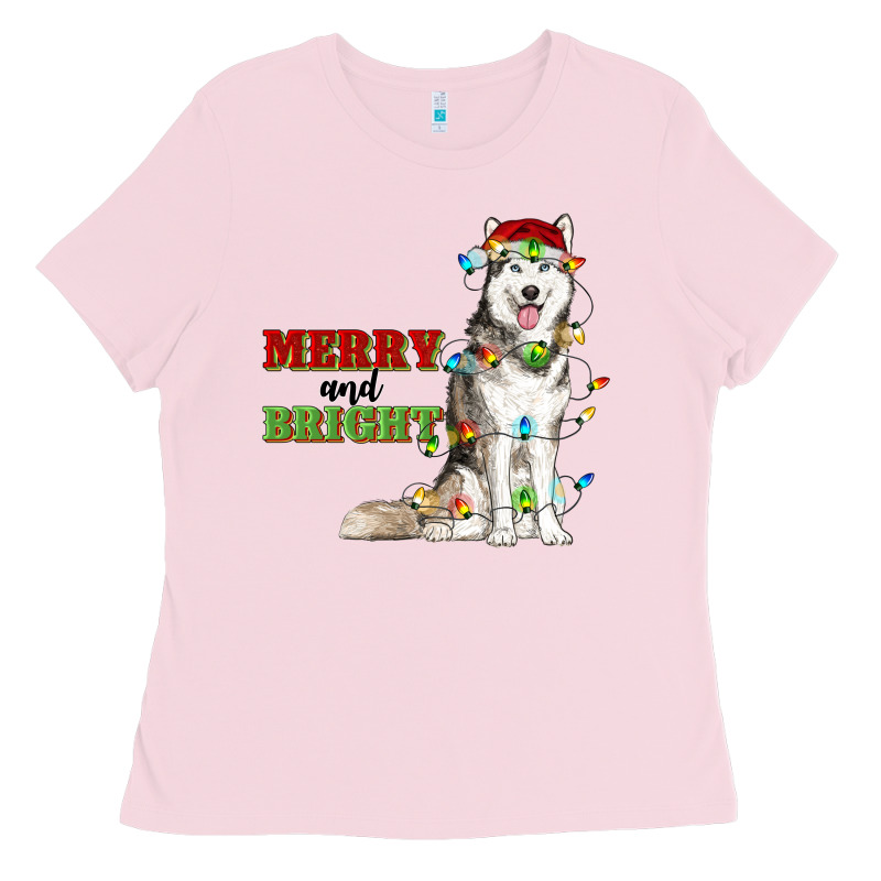 Merry And Bright Husky Ladies Tee by RanaPortraitStore | Teevron
