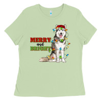 Matcha Merry And Bright Husky Ladies Tee - RanaPortraitStore